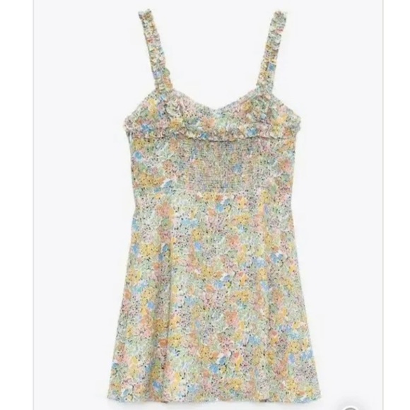 Zara Floral Printed Summer Mini Dress (24) - Picture 4 of 7